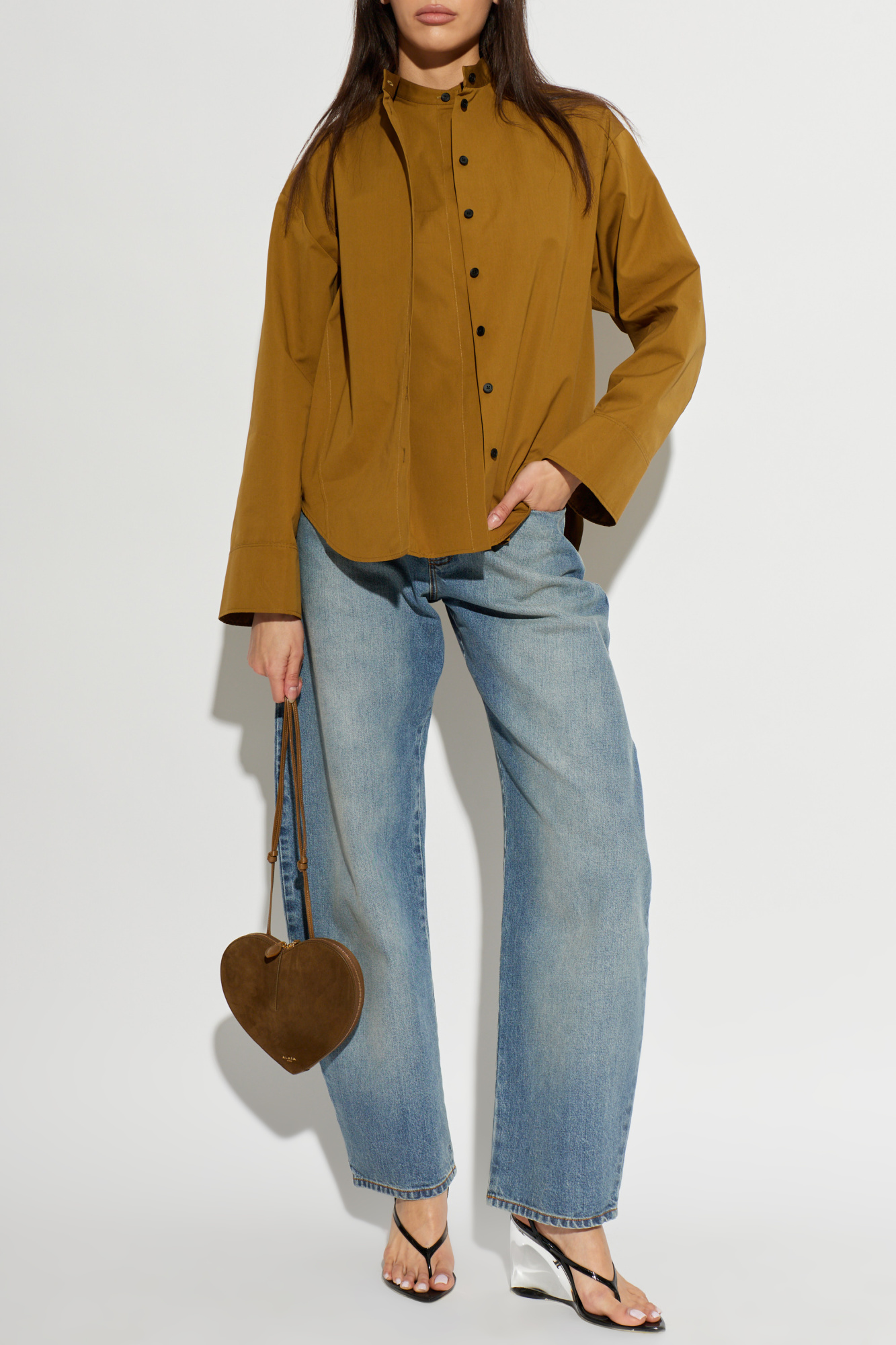 Alaïa Cotton shirt with stand-up collar | Women's | Vitkac